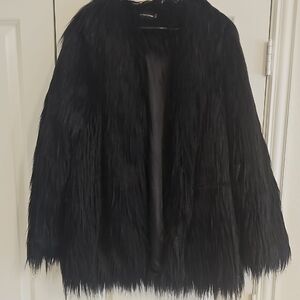 PrettyLittleThing Luxe Black Faux Fur Jacket